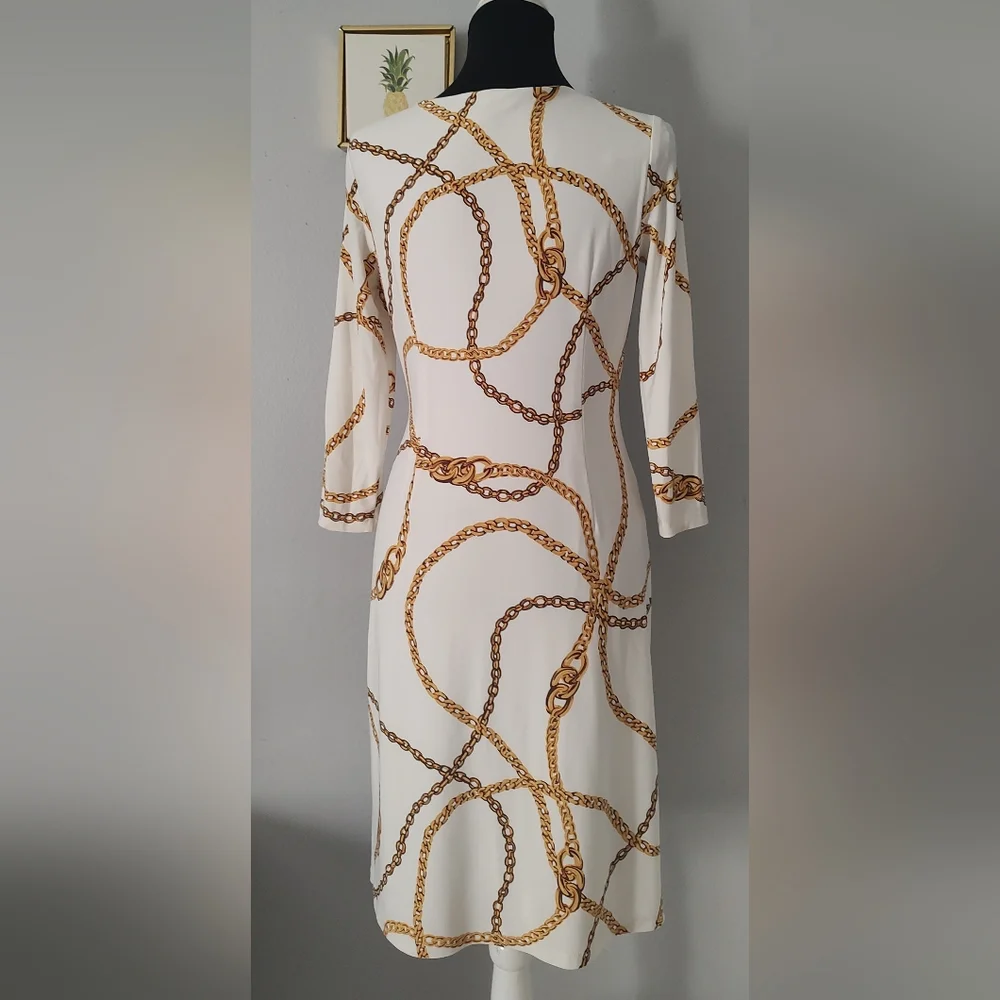 Ralph Lauren dress  Gold Chain  Size 6 Midi Cocktail Read Full Drescription - Picture 7 of 14